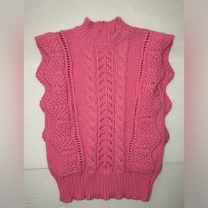 Essentiel Antwerp Campinas Pink Sweater Vest Chunky Knit Size M